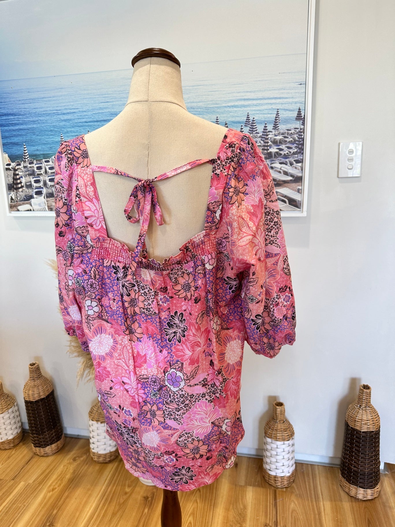 [SALE] Just Jeans - Bohemian Blouse - Linen Blend - Size 16 - Pink