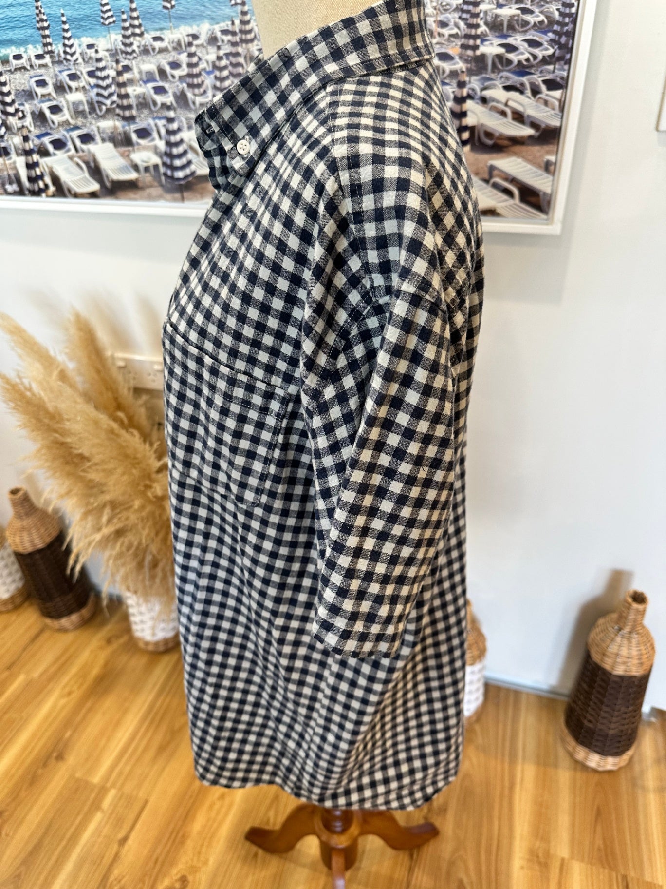 [SALE] South Cape - Linen / Cotton - Shirt - Medium / Large - Black and white checkered