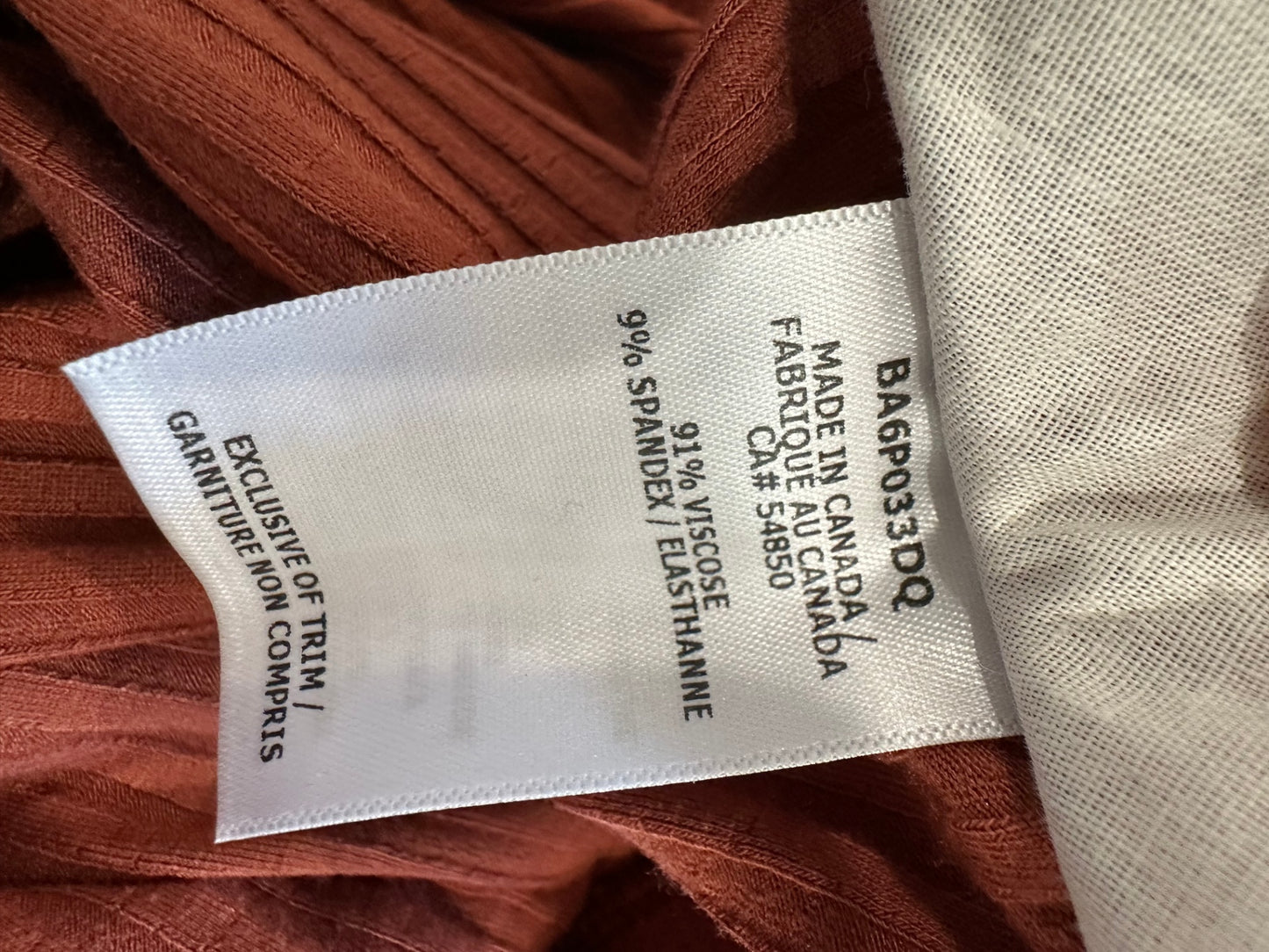 [SALE] Two Piece Loungewear Set - Cale - Made in Canada - Small - Rust