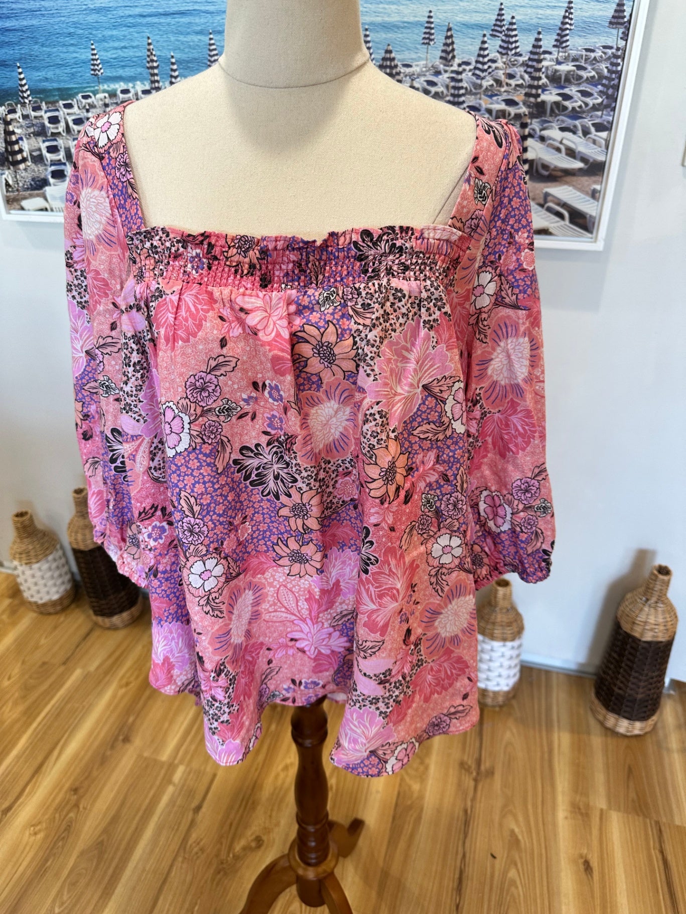 [SALE] Just Jeans - Bohemian Blouse - Linen Blend - Size 16 - Pink