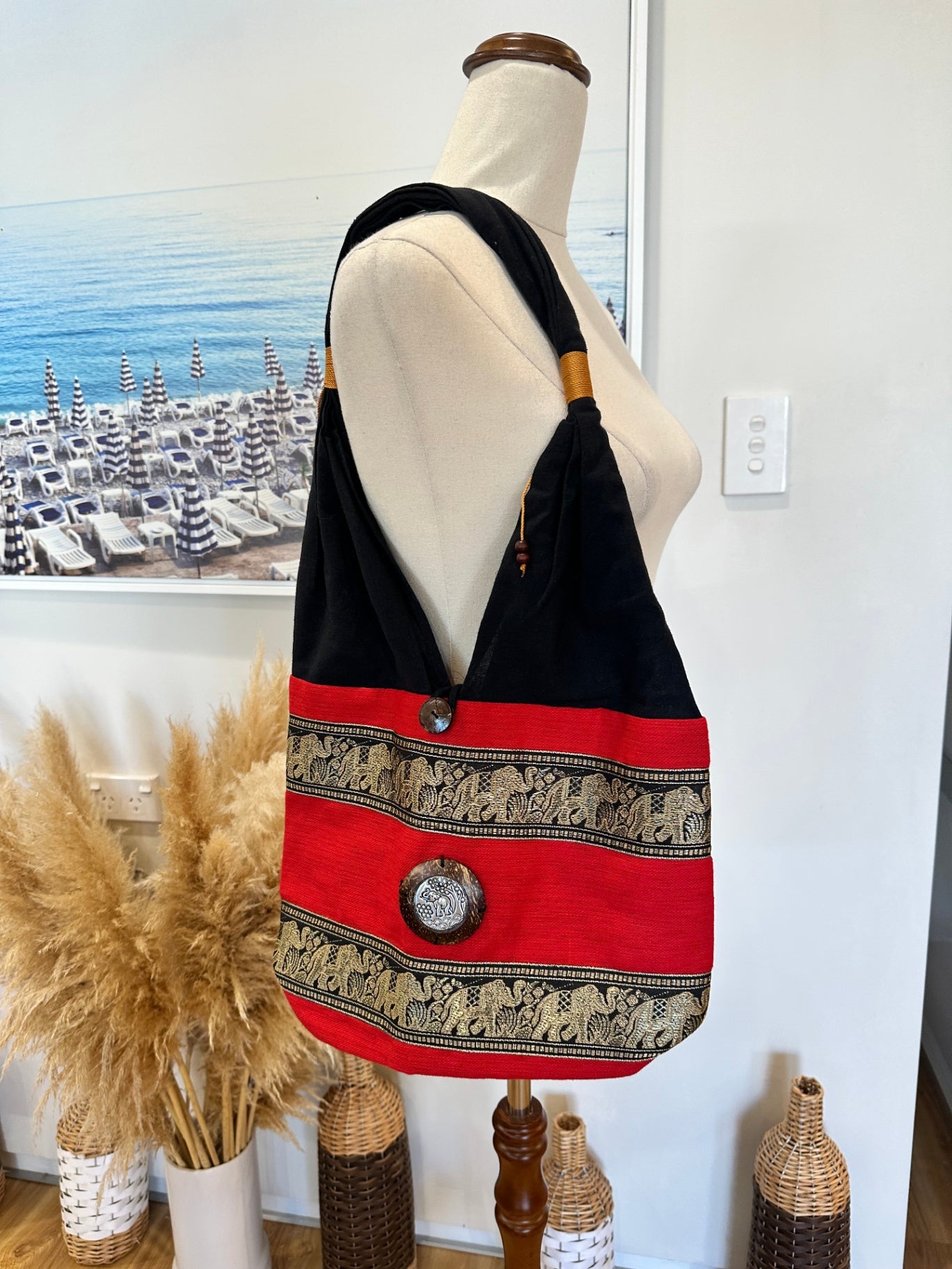 [SALE] Handbag - Red w Elephants