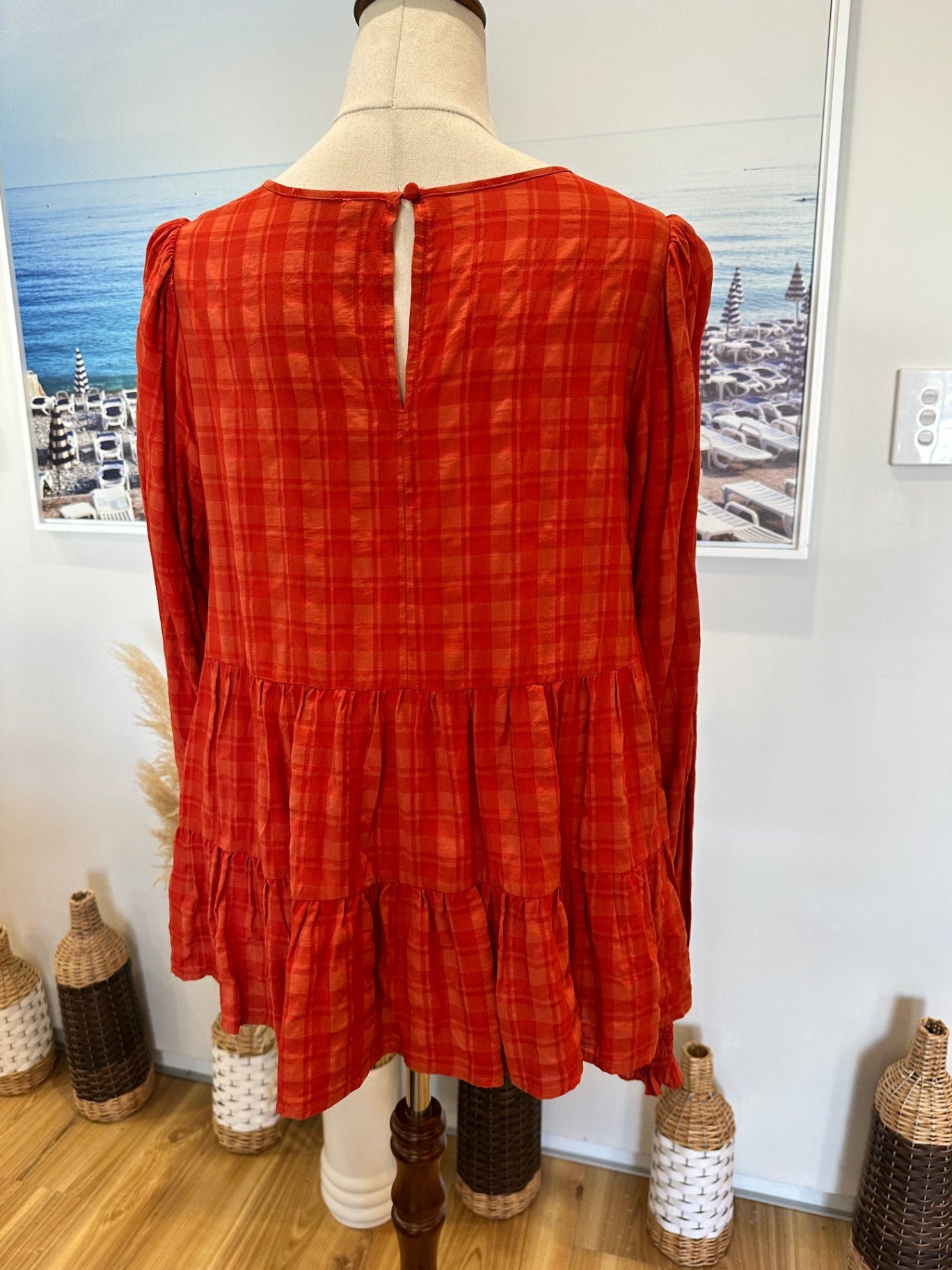 Whistle Blouse - Small / Medium - Orange Checks