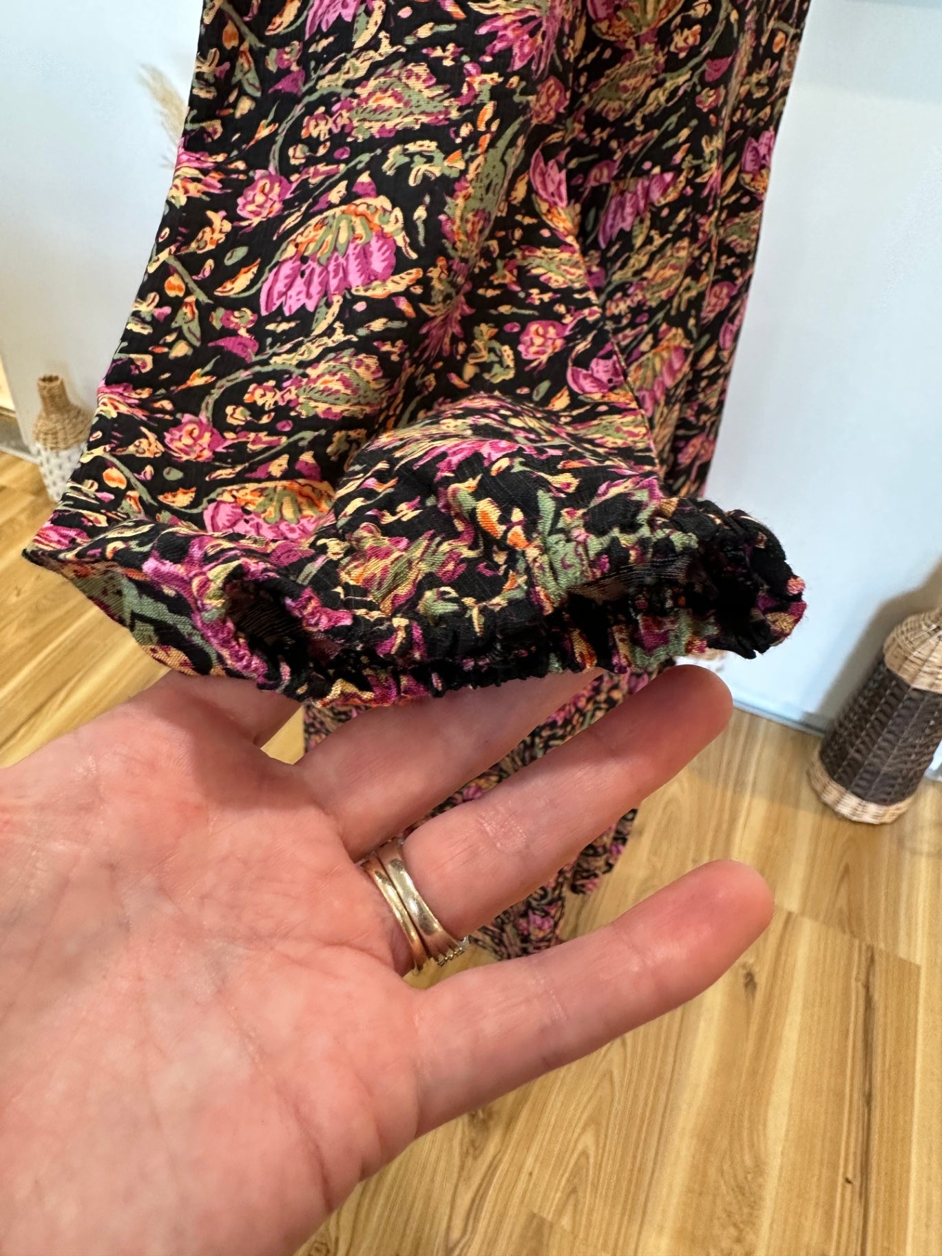 [SALE] Sunday Boho Dress Small - Black w Purple flowers