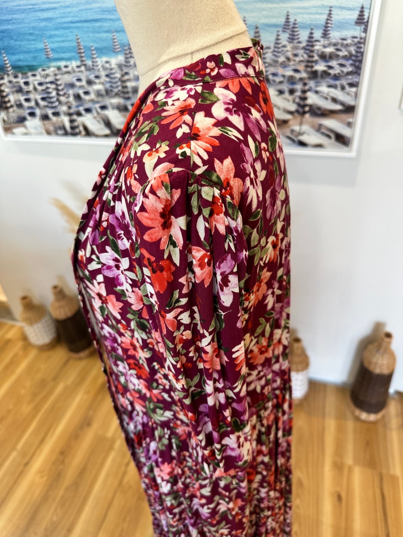 [SALE] Ava + Mia - Bohemian Maxi Dress - Size 8 - Purple w Flowers