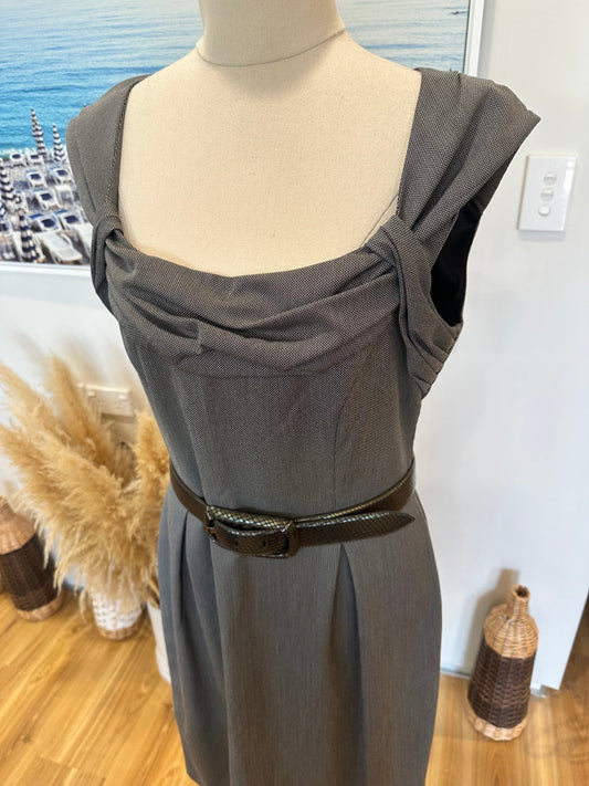 [SALE] Veronika Maine - Rockabilly Dress with Gunmetal Belt - Size 10
