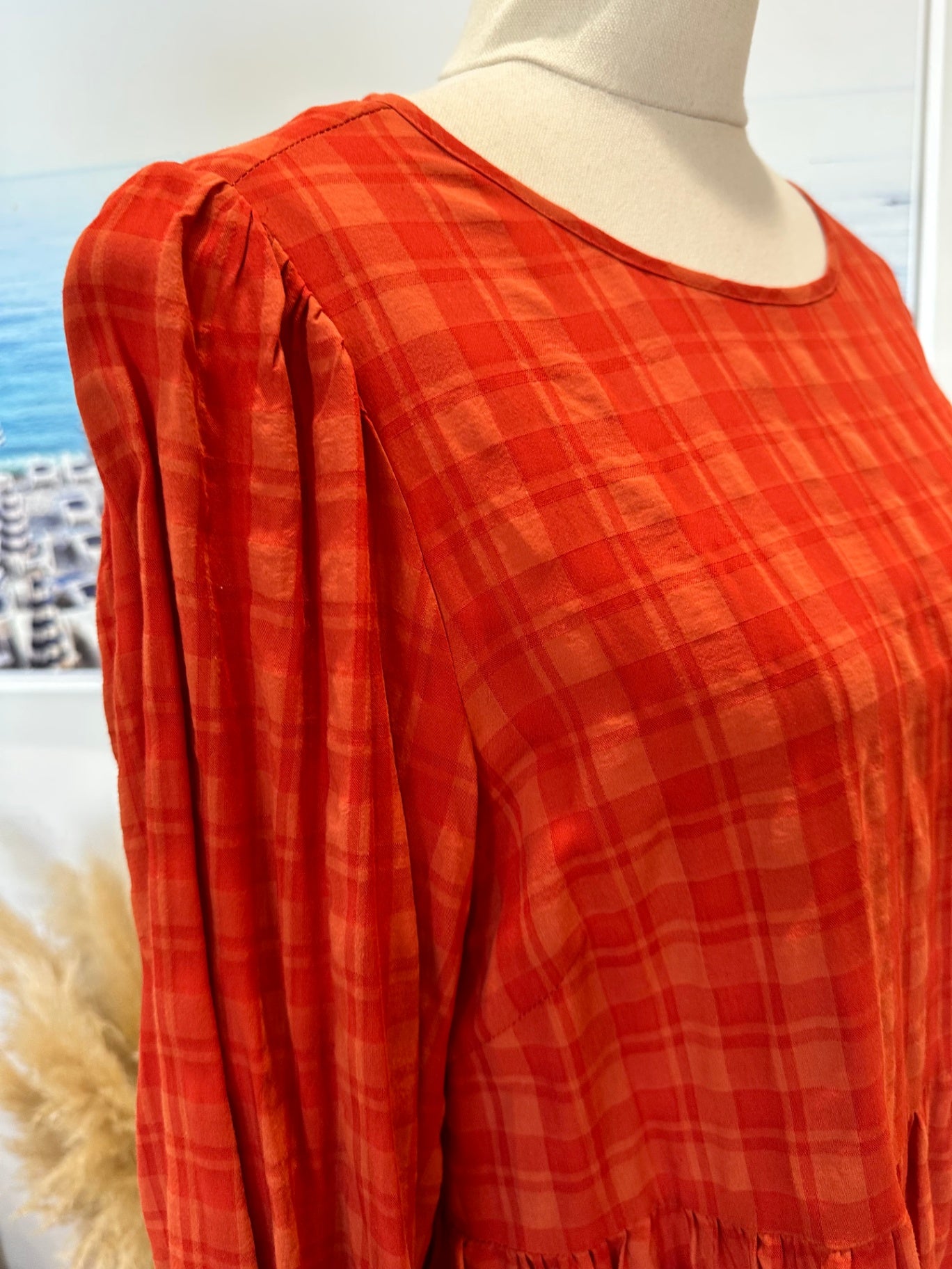 Whistle Blouse - Small / Medium - Orange Checks