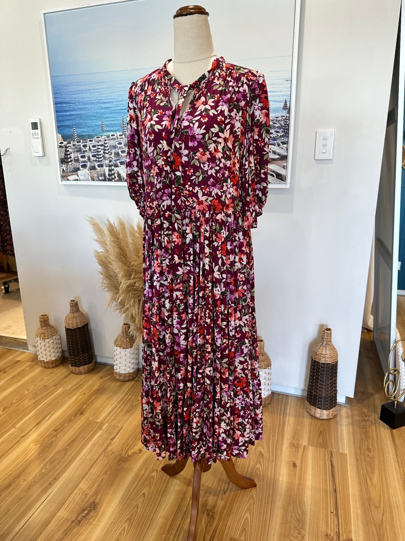 [SALE] Ava + Mia - Bohemian Maxi Dress - Size 8 - Purple w Flowers