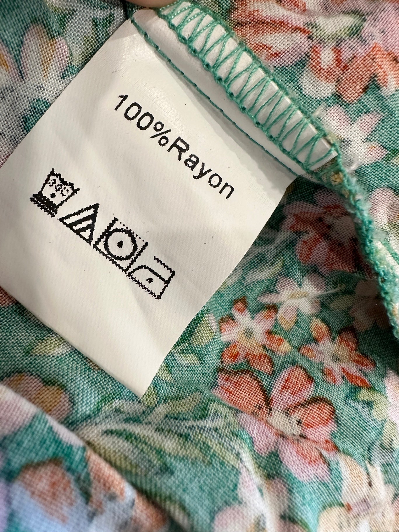 Dreamcatcher - Bohemian - Maxi Dress - Small Green with pink, white, and red floral pattern