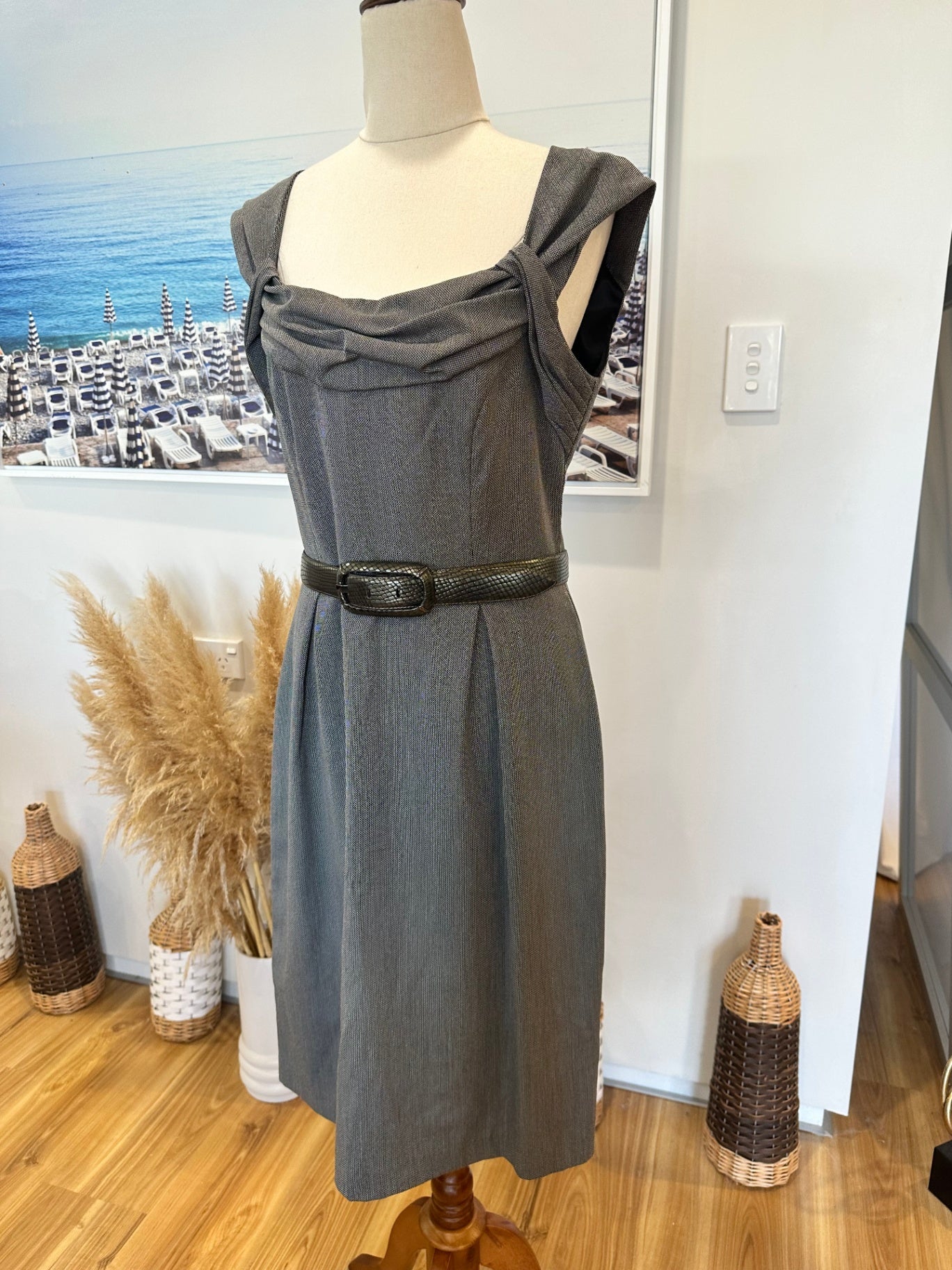 [SALE] Veronika Maine - Rockabilly Dress with Gunmetal Belt - Size 10