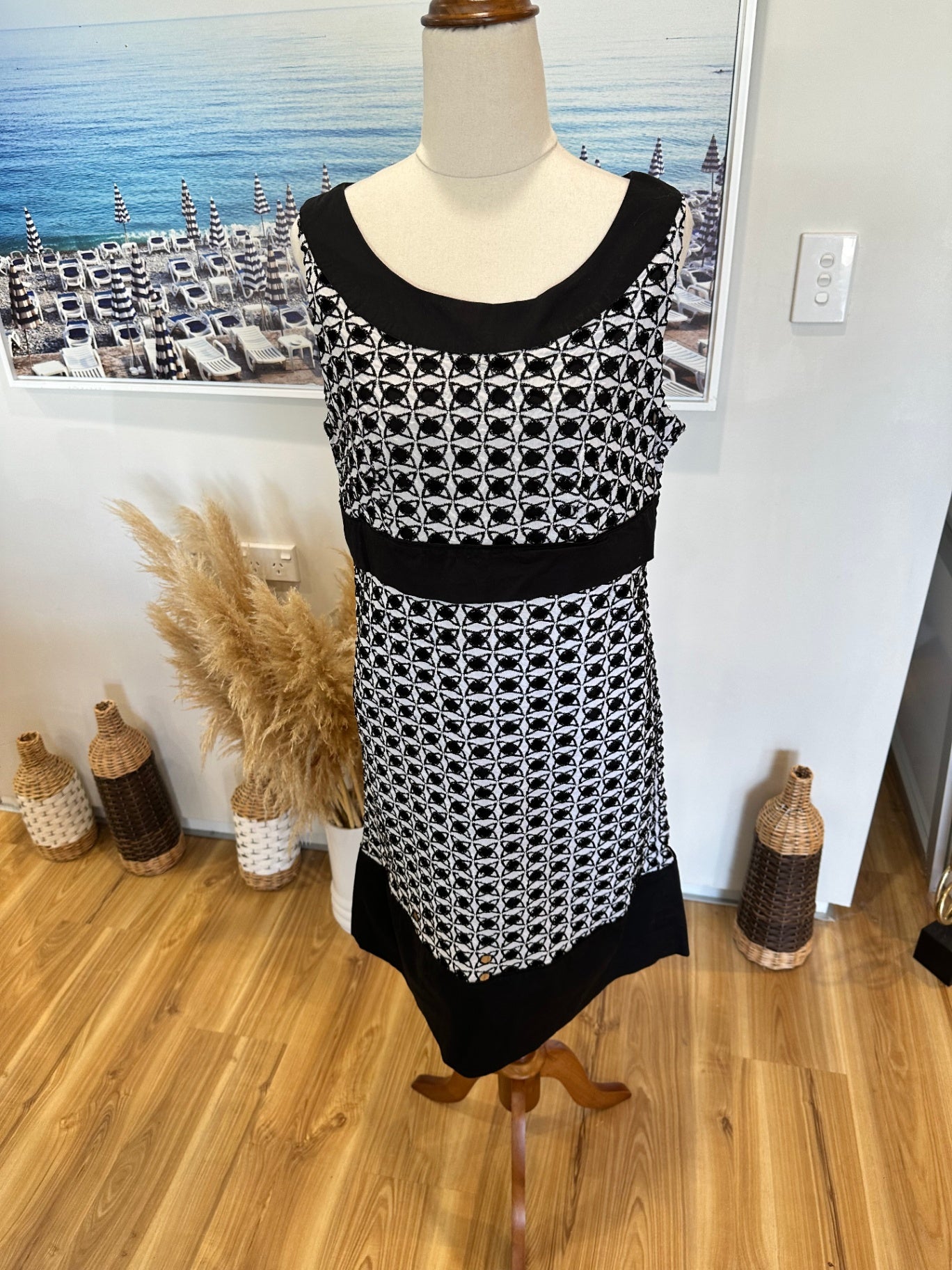 [SALE] Jacqui-E - Rockabilly Dress - Size 12 - Black and White