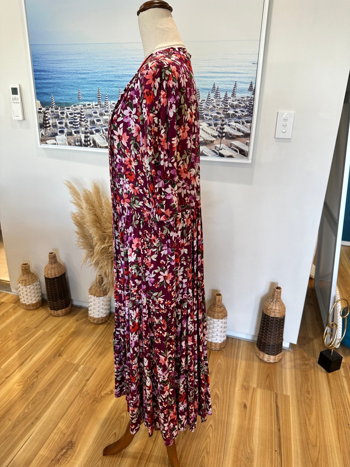 [SALE] Ava + Mia - Bohemian Maxi Dress - Size 8 - Purple w Flowers