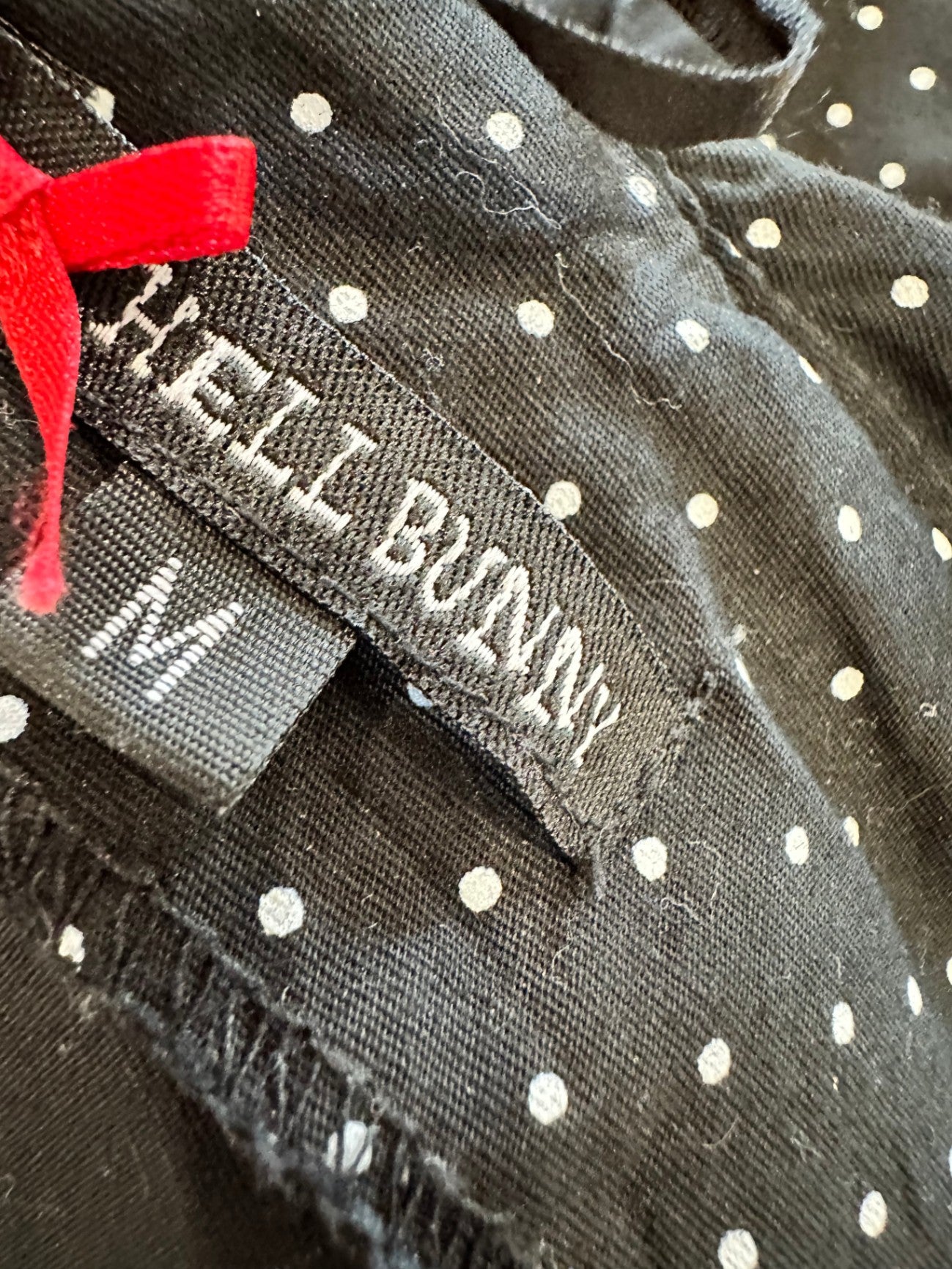 [SALE] Hell Bunny - Rockabilly Dress - Medium - Black with white polka dots and red accents