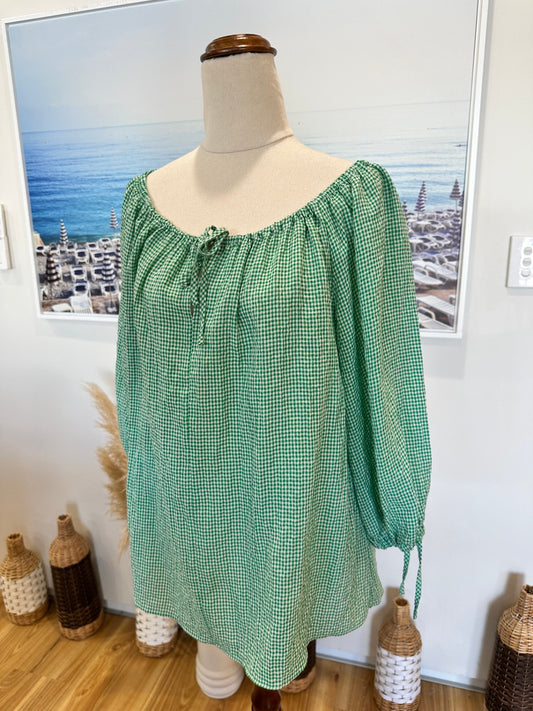 [SALE] Blouse - Size 10 - Green Gingham