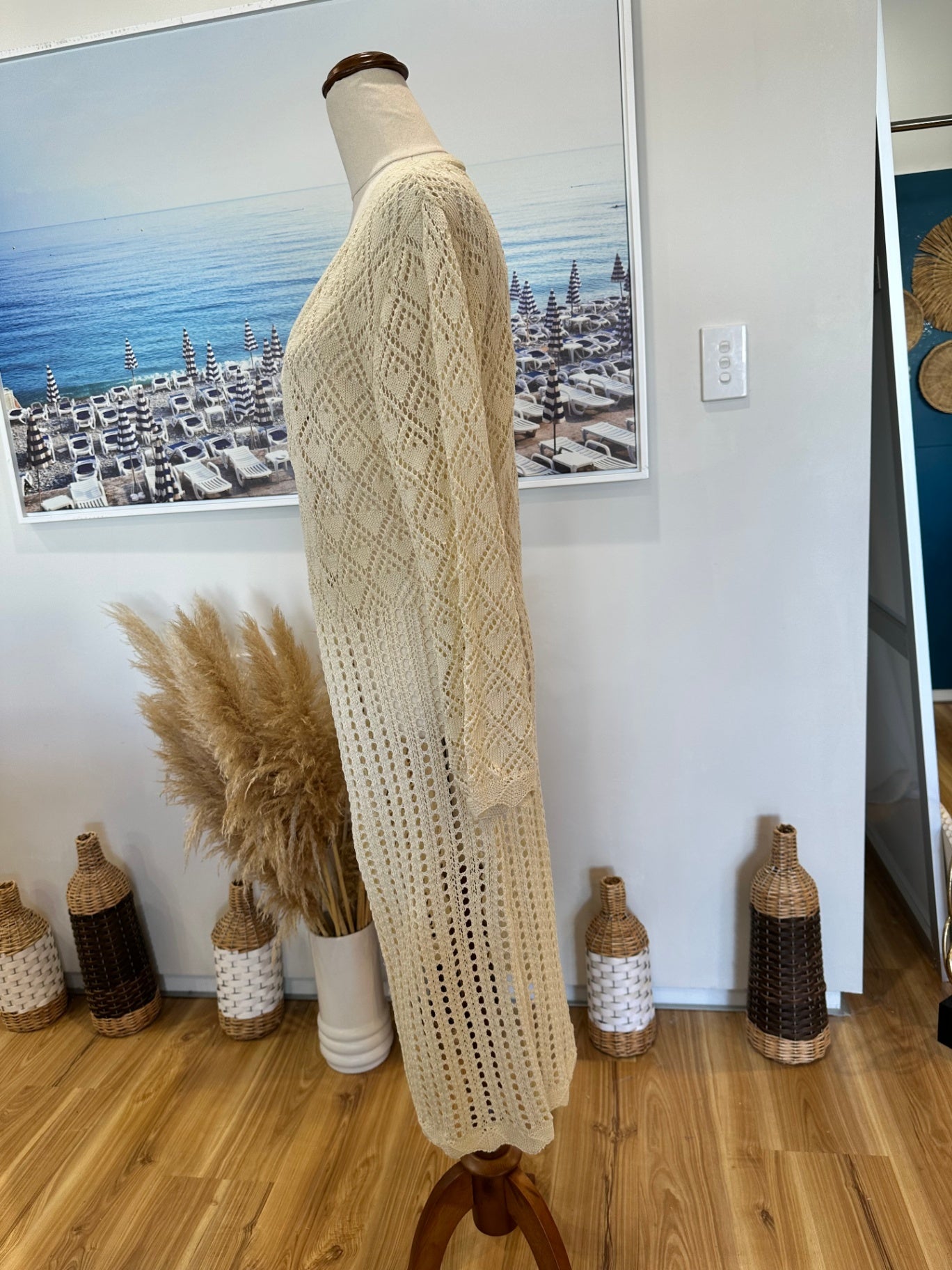 Bohemian Longline Cardigan - Medium - Cream