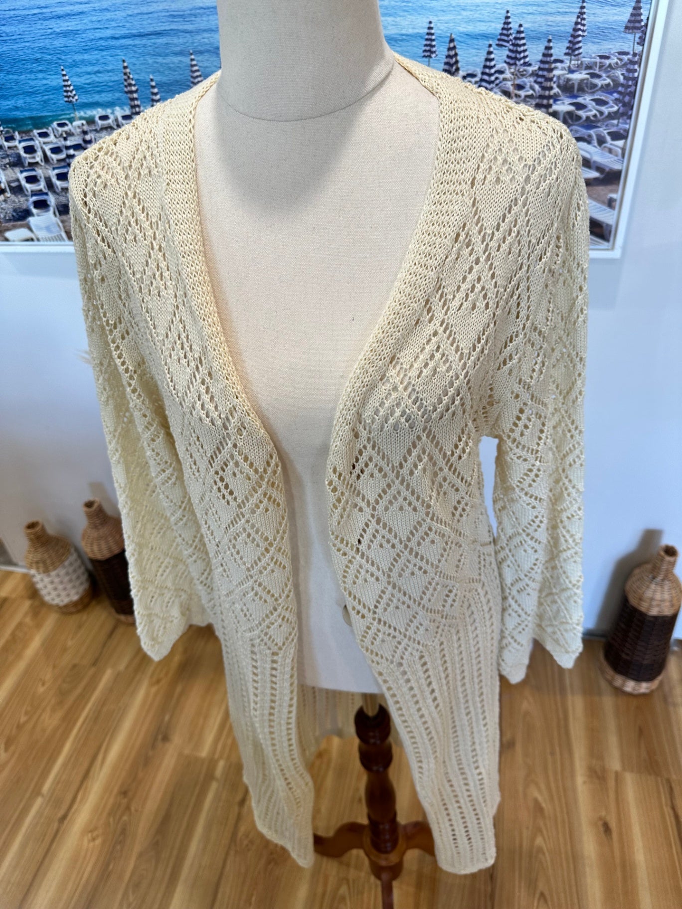 Bohemian Longline Cardigan - Medium - Cream