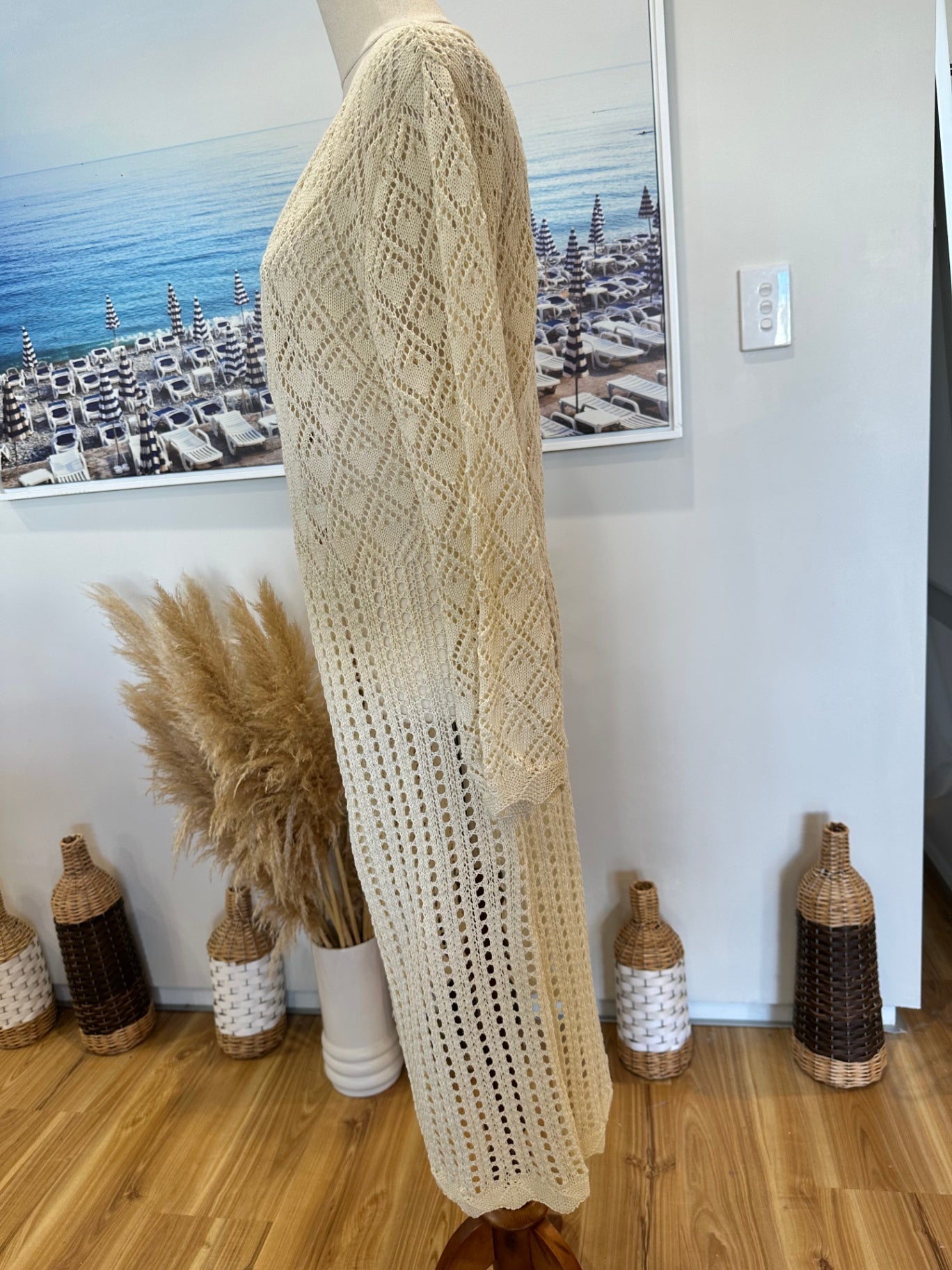 Bohemian Longline Cardigan - Medium - Cream