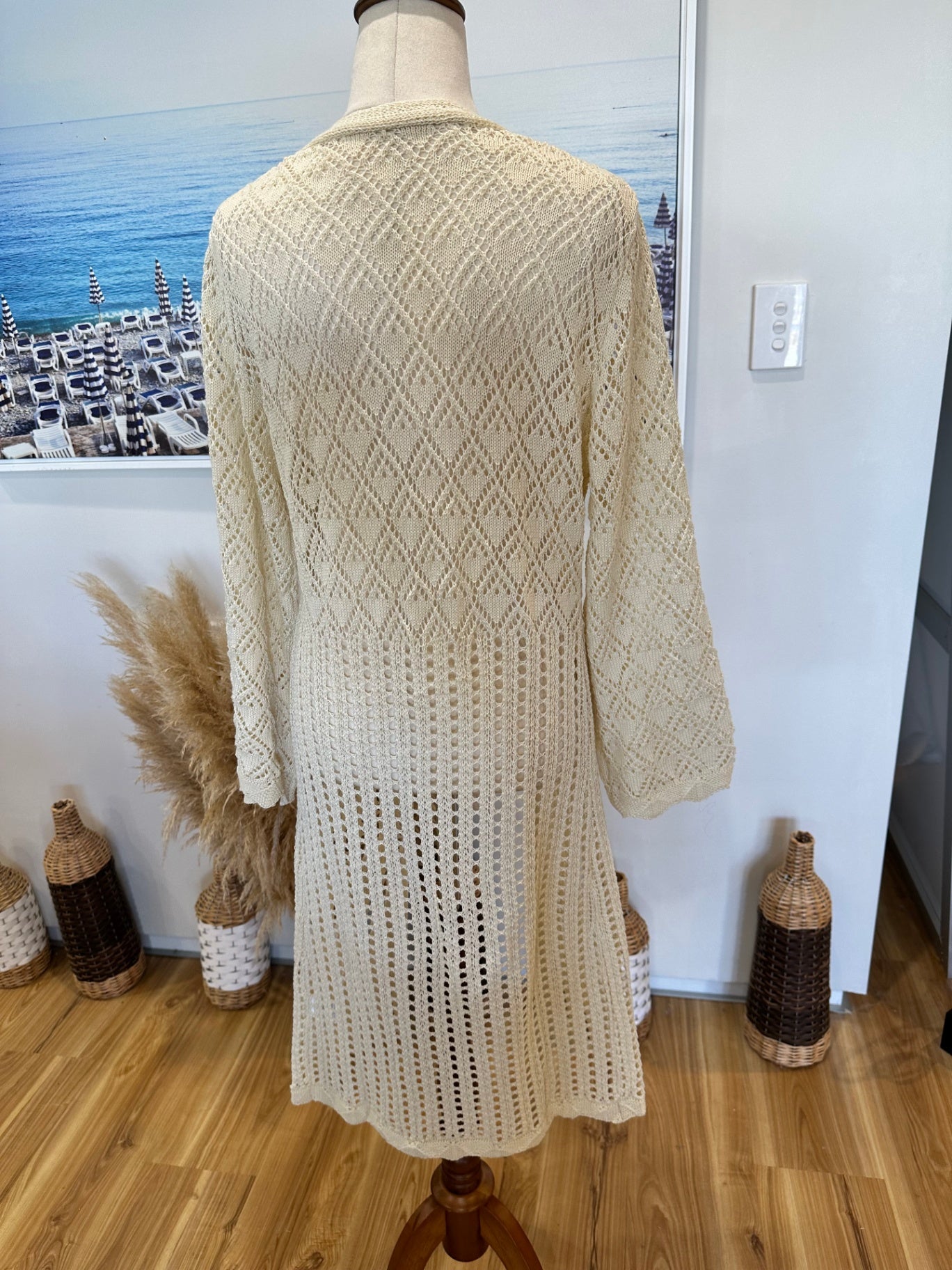 Bohemian Longline Cardigan - Medium - Cream