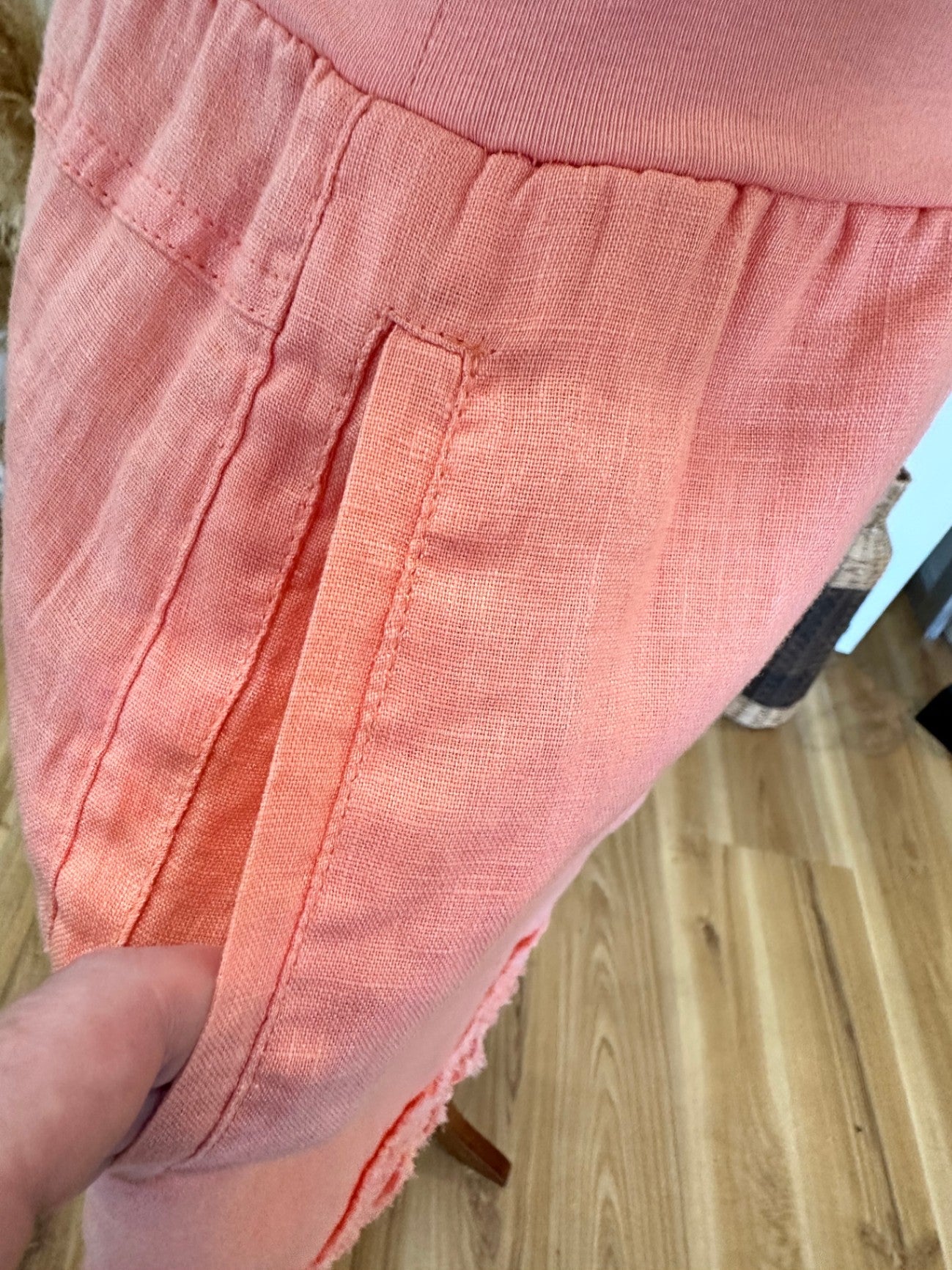 100% Linen - Gordon Smith - Skirt - Size 10 Peach