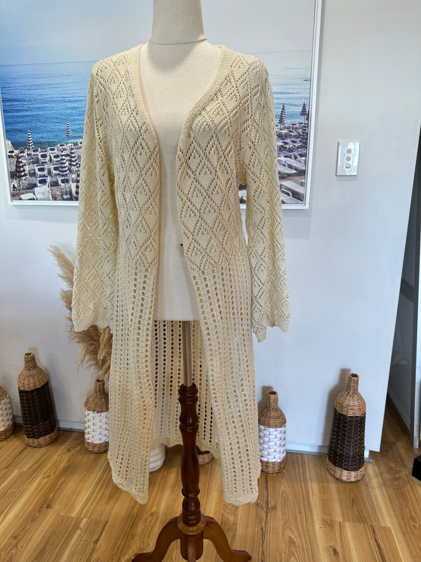 Bohemian Longline Cardigan - Medium - Cream