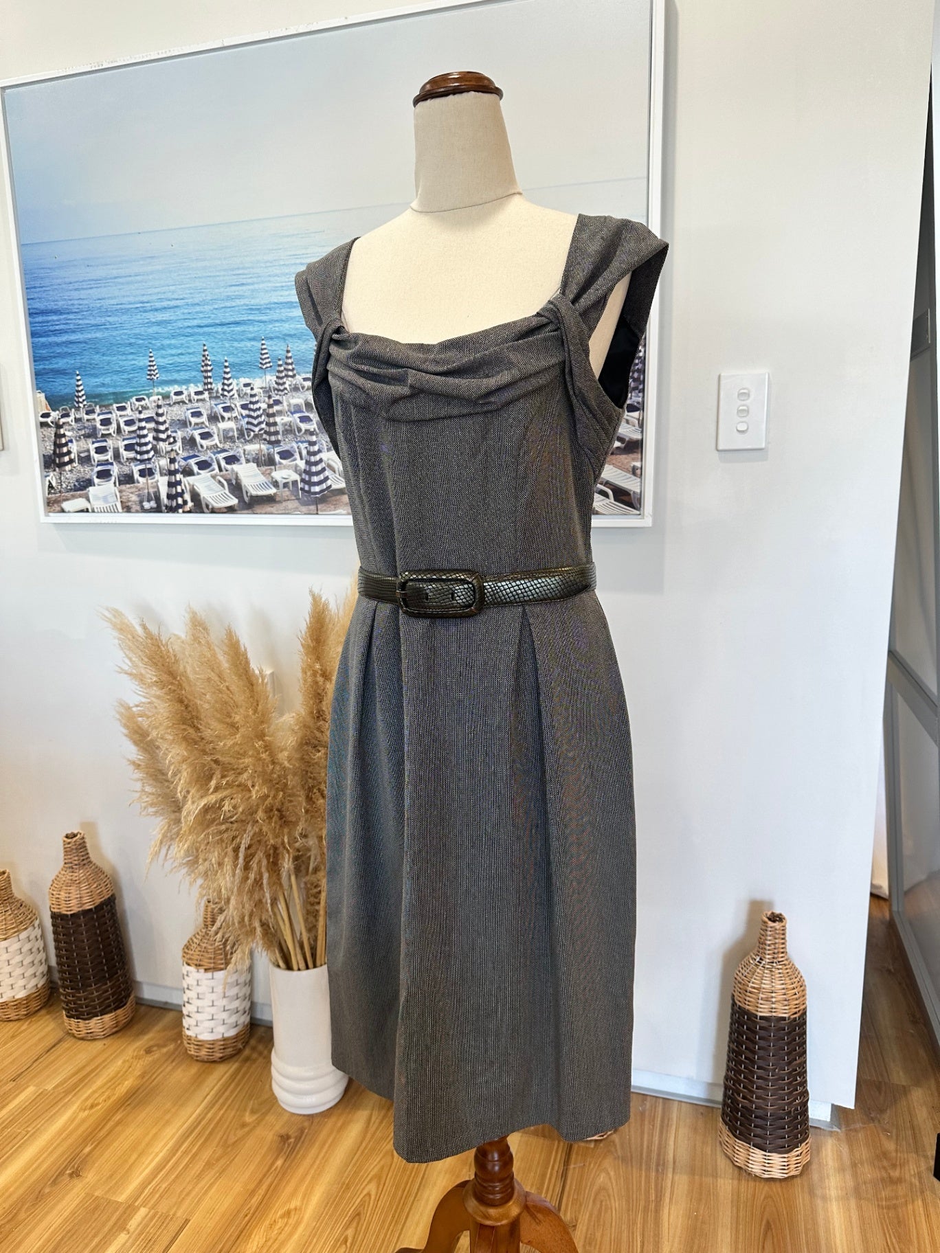 [SALE] Veronika Maine - Rockabilly Dress with Gunmetal Belt - Size 10