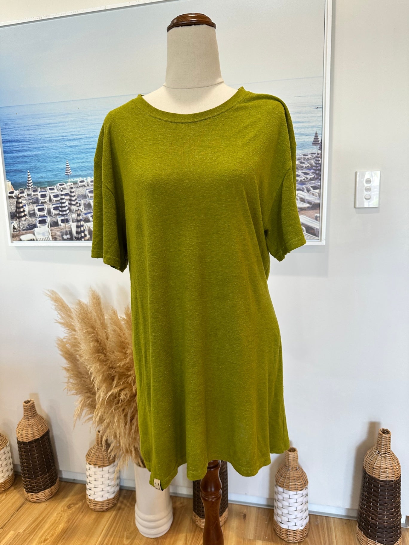 [SALE] Cosmic Hemp T-Shirt - Hemp / Bamboo Blend - Medium - Lime Green