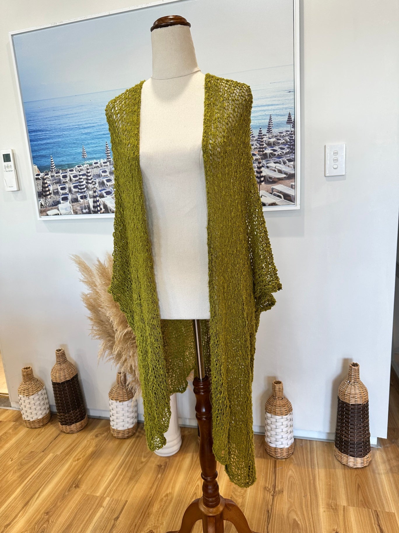 Mariposa - Popcorn Cardigan - One Size - Lime Green
