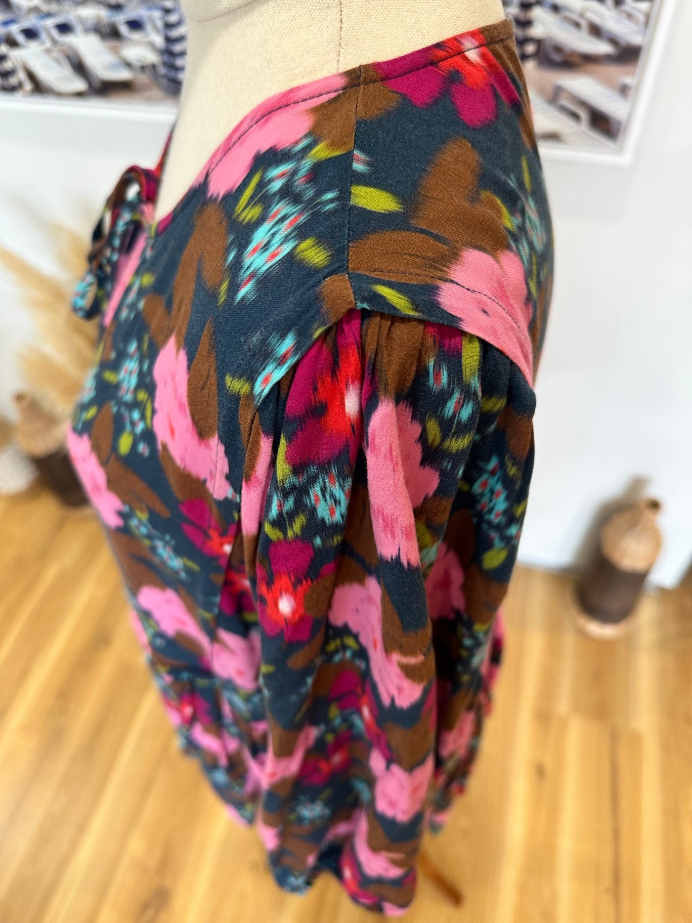 [SALE] Sunday Boho - Bohemian Blouse - Large - Pink, red, brown, blue, green)