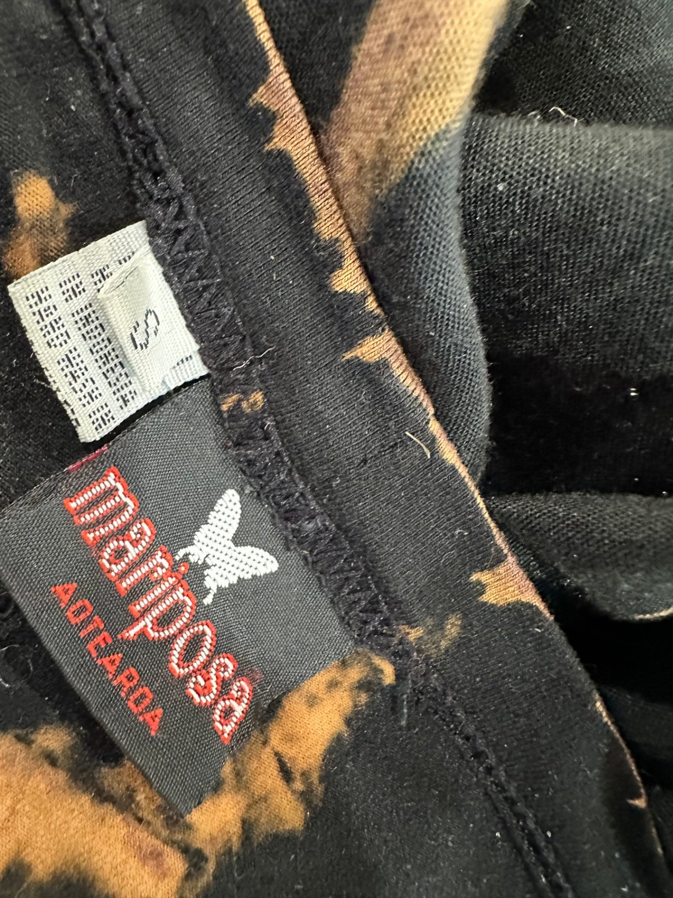 [SALE] Mariposa Dress - Small - Black with brown tie-dye pattern