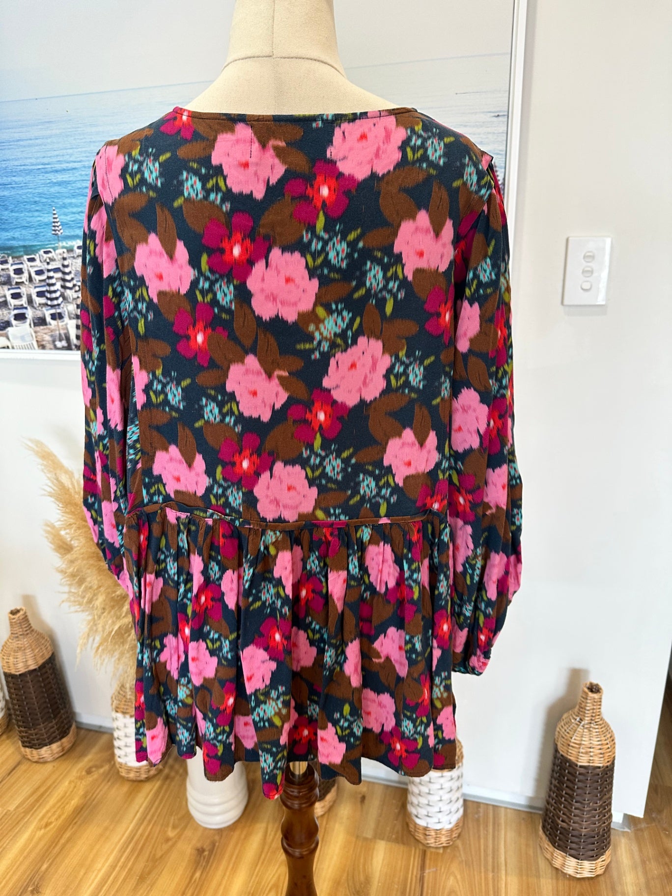 [SALE] Sunday Boho - Bohemian Blouse - Large - Pink, red, brown, blue, green)