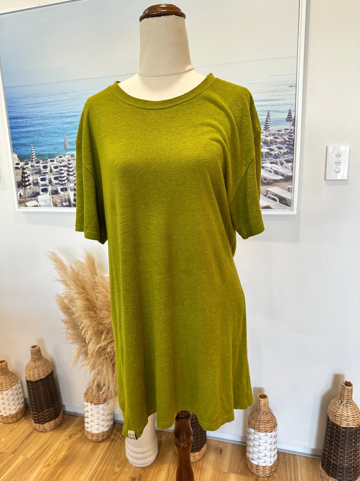 [SALE] Cosmic Hemp T-Shirt - Hemp / Bamboo Blend - Medium - Lime Green