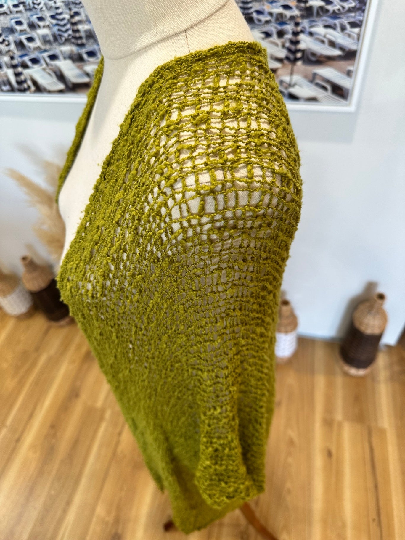 Mariposa - Popcorn Cardigan - One Size - Lime Green