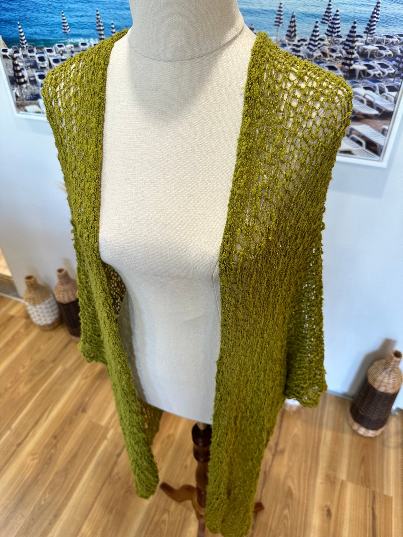 Mariposa - Popcorn Cardigan - One Size - Lime Green