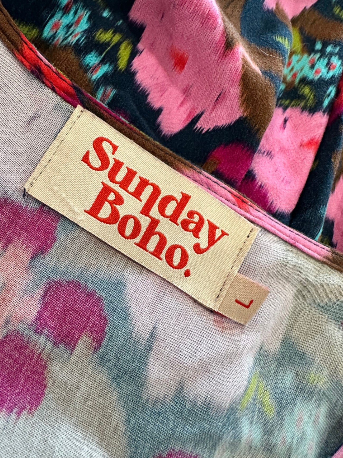 [SALE] Sunday Boho - Bohemian Blouse - Large - Pink, red, brown, blue, green)