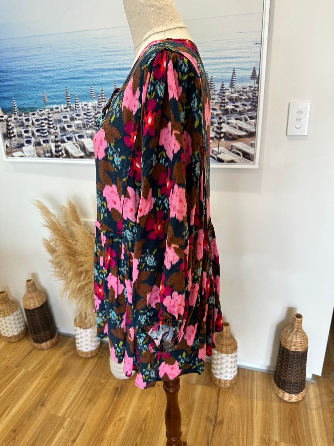 [SALE] Sunday Boho - Bohemian Blouse - Large - Pink, red, brown, blue, green)