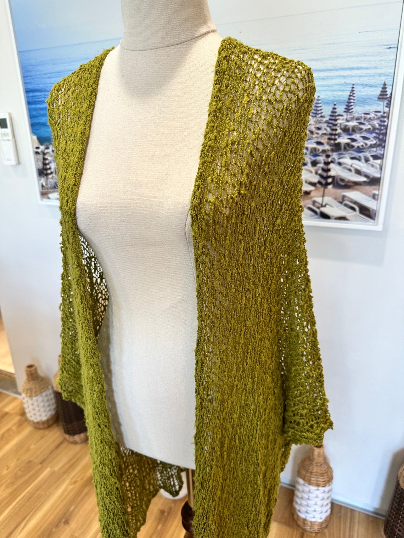 Mariposa - Popcorn Cardigan - One Size - Lime Green