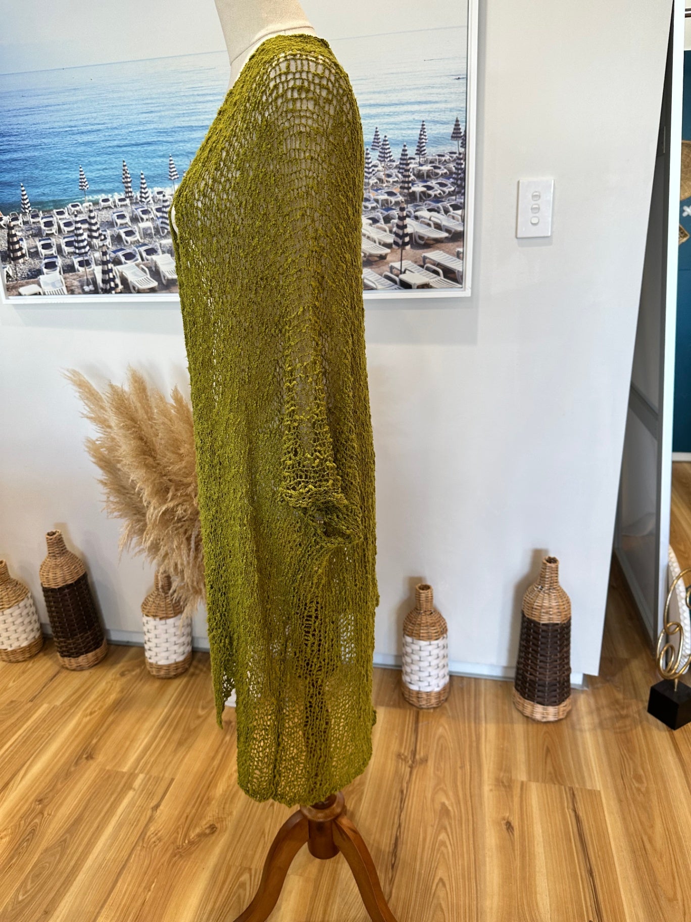 Mariposa - Popcorn Cardigan - One Size - Lime Green