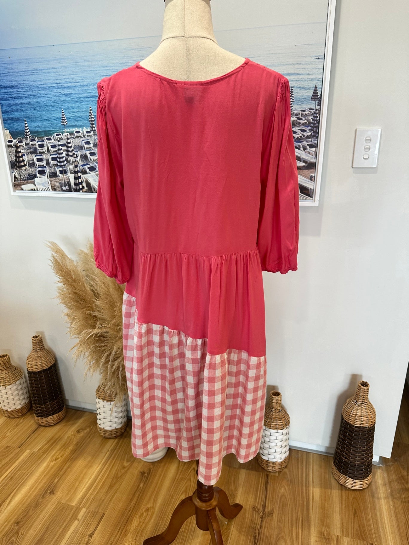 Silver Wishes Dress - Size 12 - Pink + Gingham