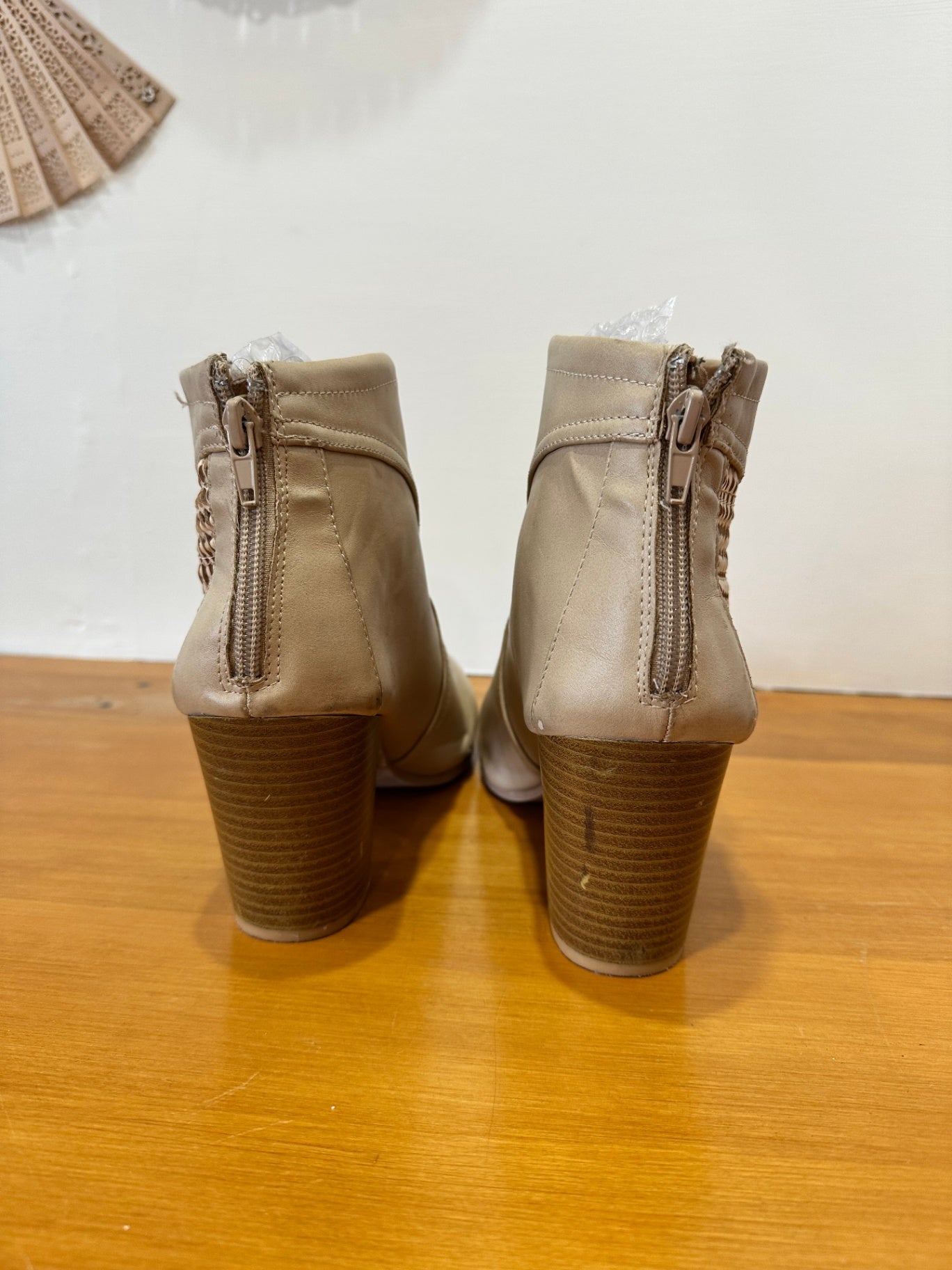 Beige Ankle Boots [Note - scratches on toe]