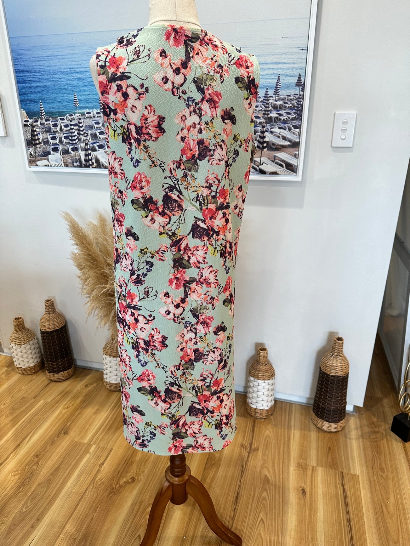 Boohoo - Longline Vest - Size 12 - Mint + Floral