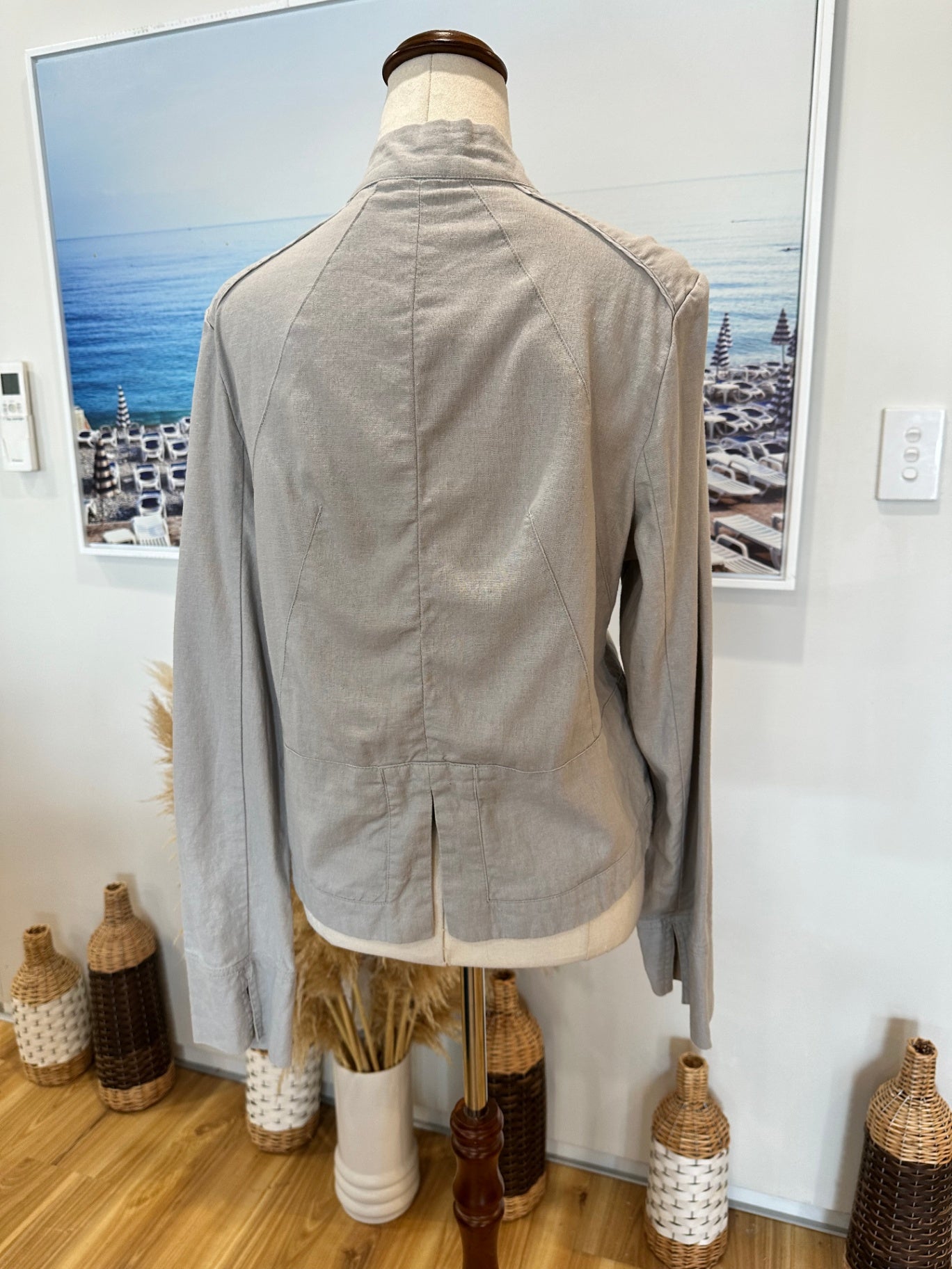 Emerge - Linen Blend Jacket - Size 12 - Beige