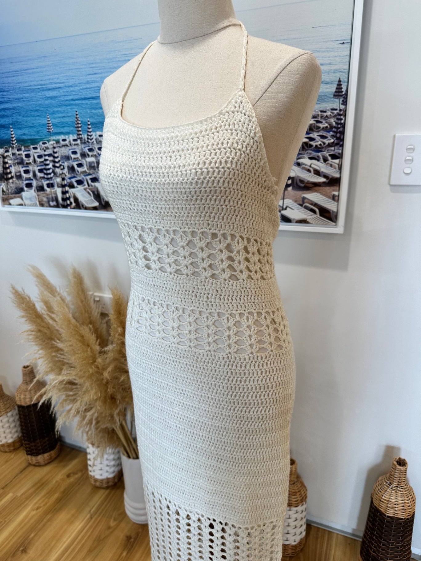 Glassons - Crochet Halter neck Dress - Medium - Cream