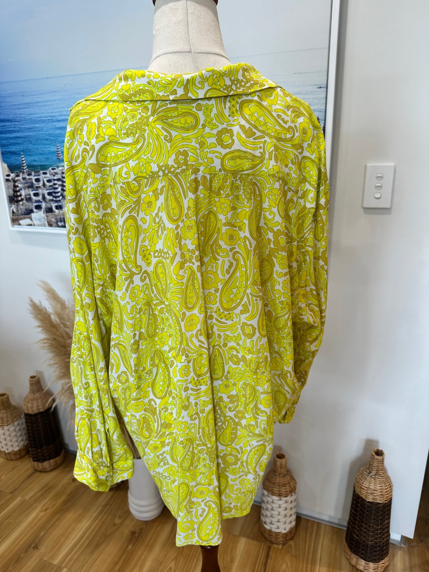 Zara - Bohemian Blouse - Large - Yellow and white