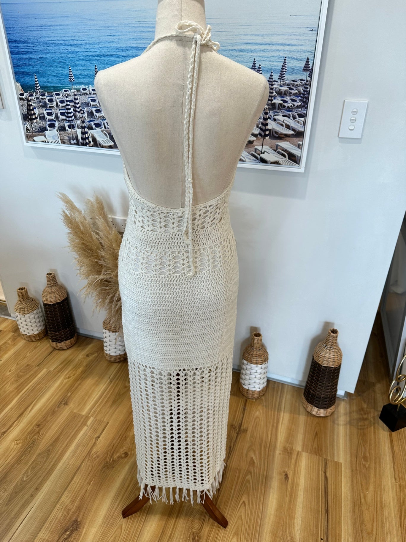 Glassons - Crochet Halter neck Dress - Medium - Cream