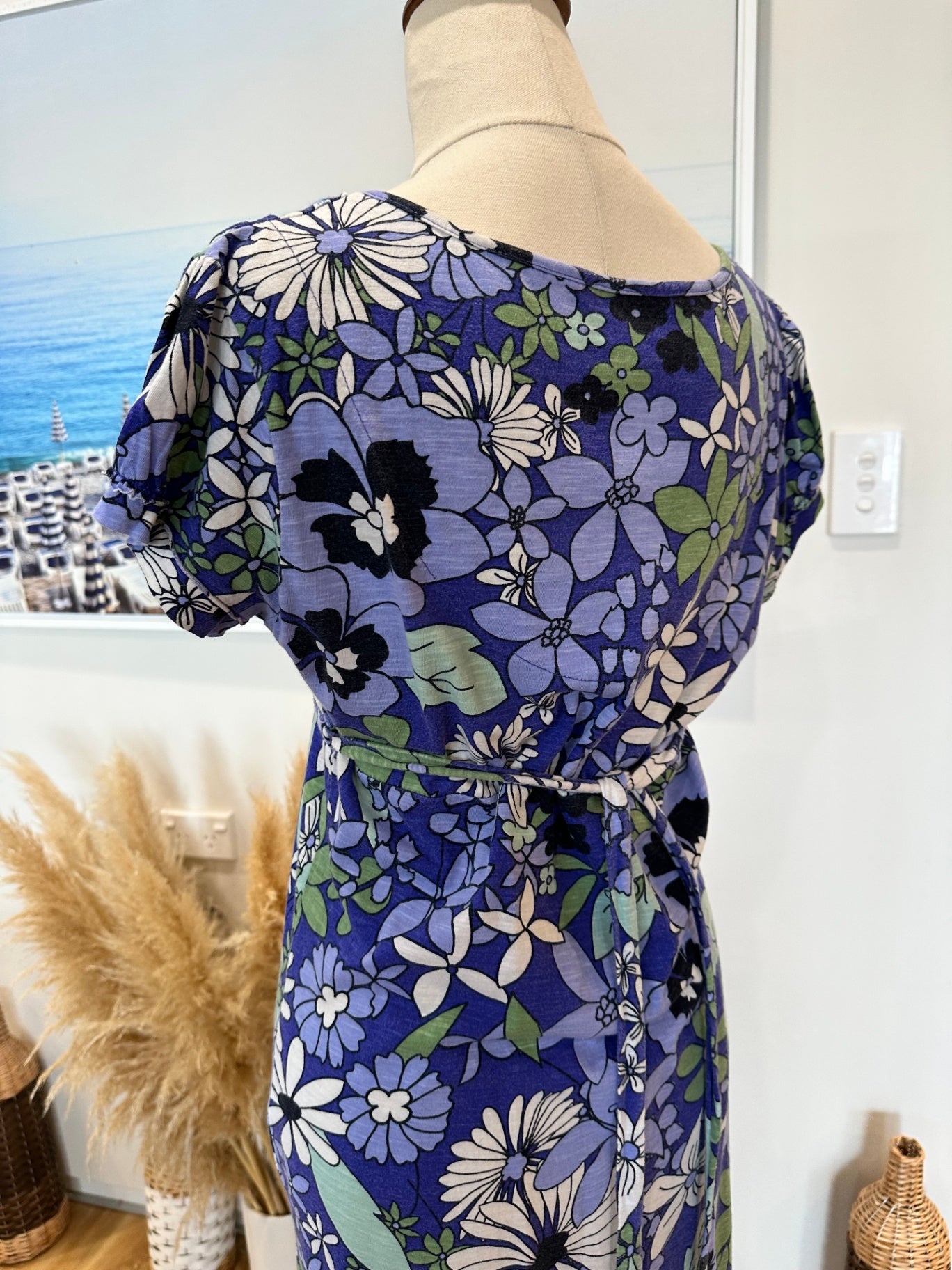 Faithful + True - Maxi Dress - Size 10 - Blue / Green Florals