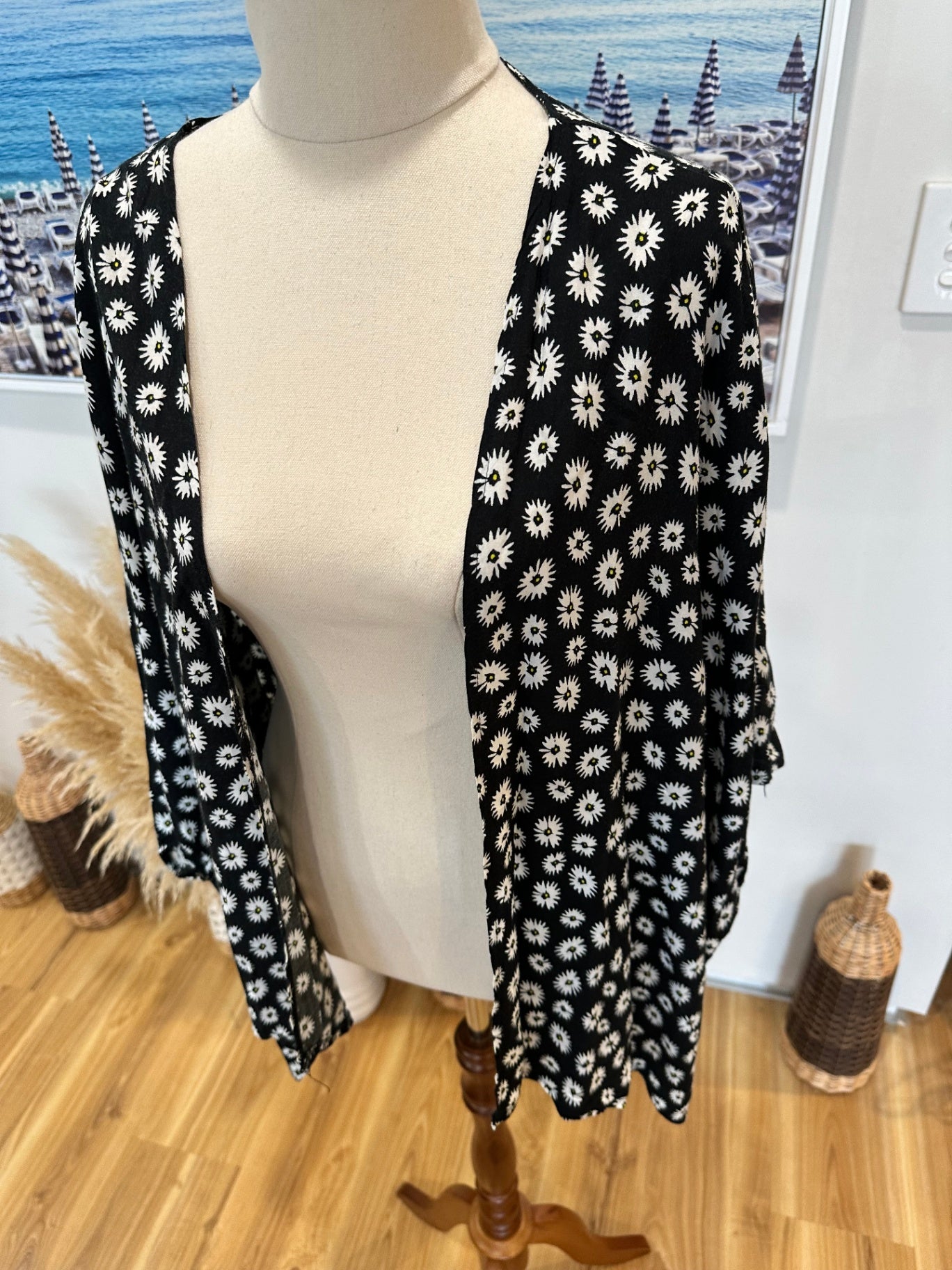 Expressions - Black Daisy Cardigan - Size 12 [Note small hole]