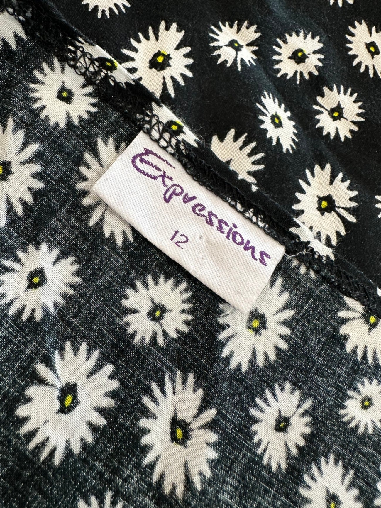 Expressions - Black Daisy Cardigan - Size 12 [Note small hole]
