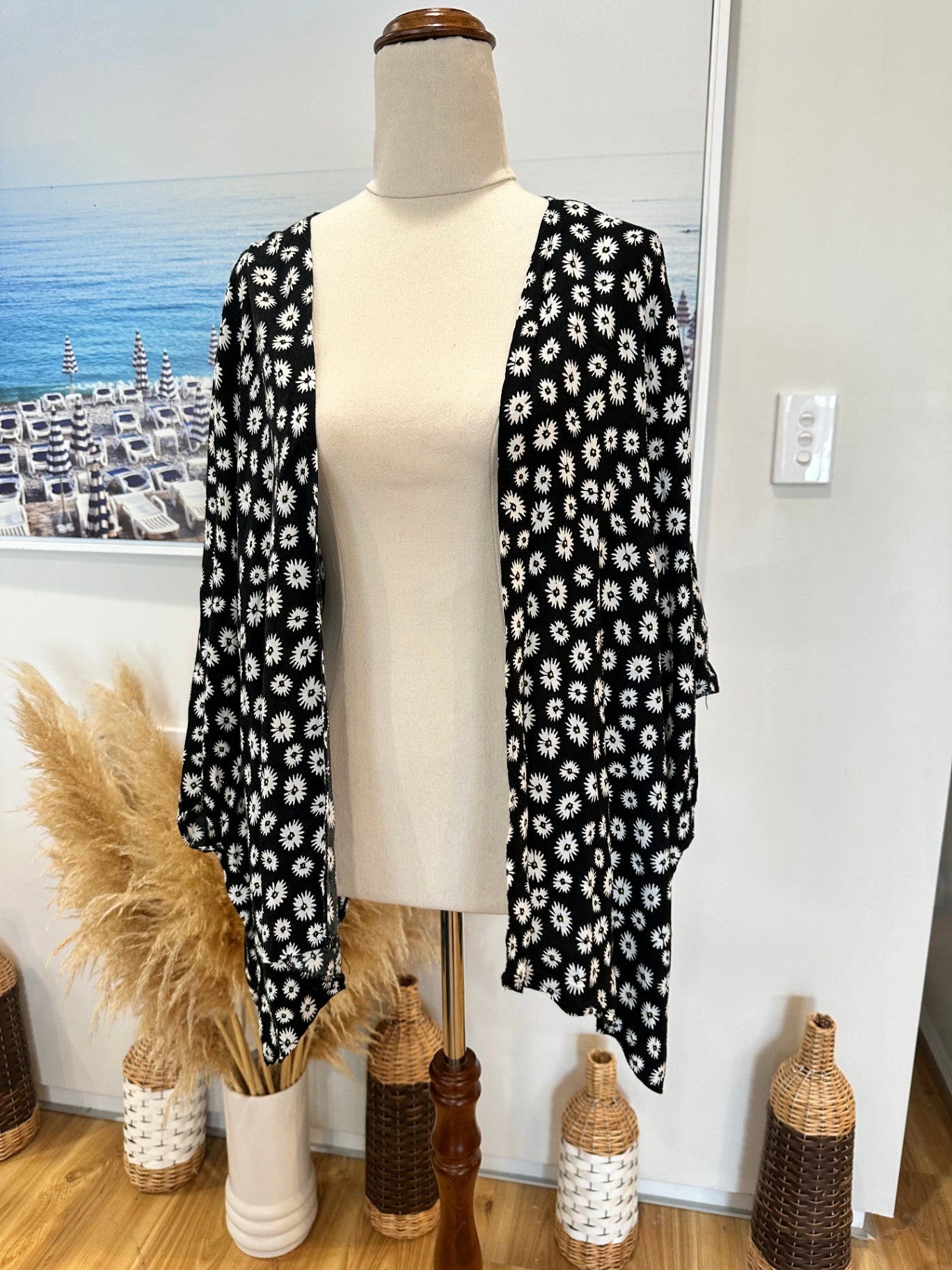 Expressions - Black Daisy Cardigan - Size 12 [Note small hole]