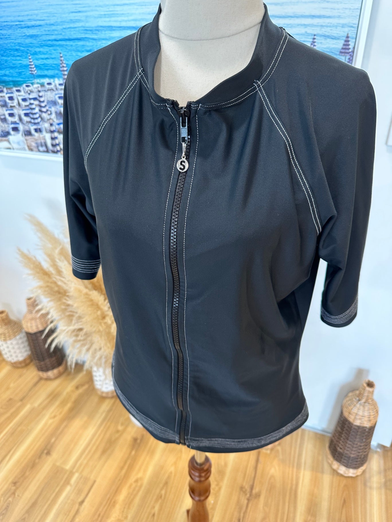 Seafolly Short Sleeve Rashvest - Extra Large - Black