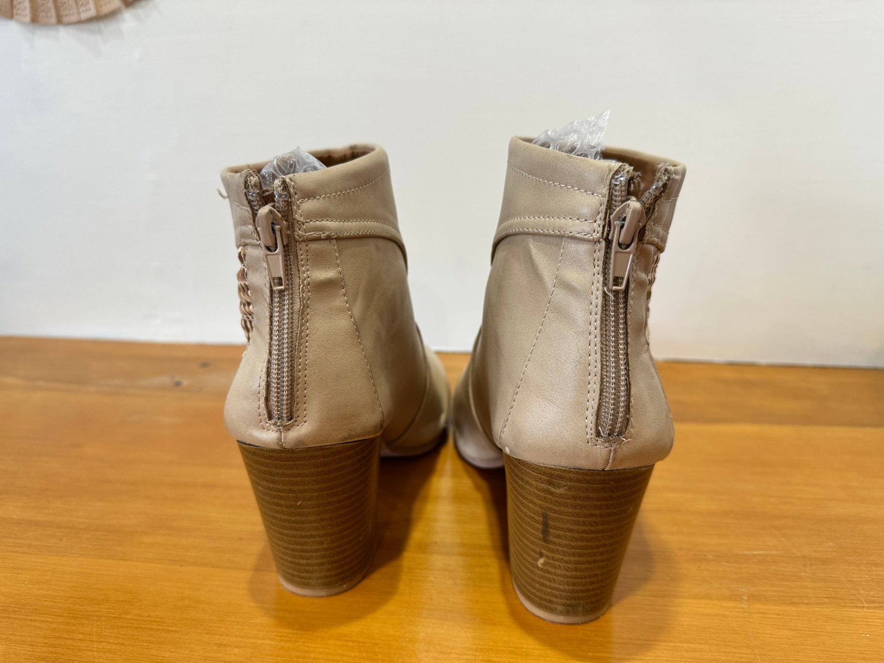 Beige Ankle Boots [Note - scratches on toe]