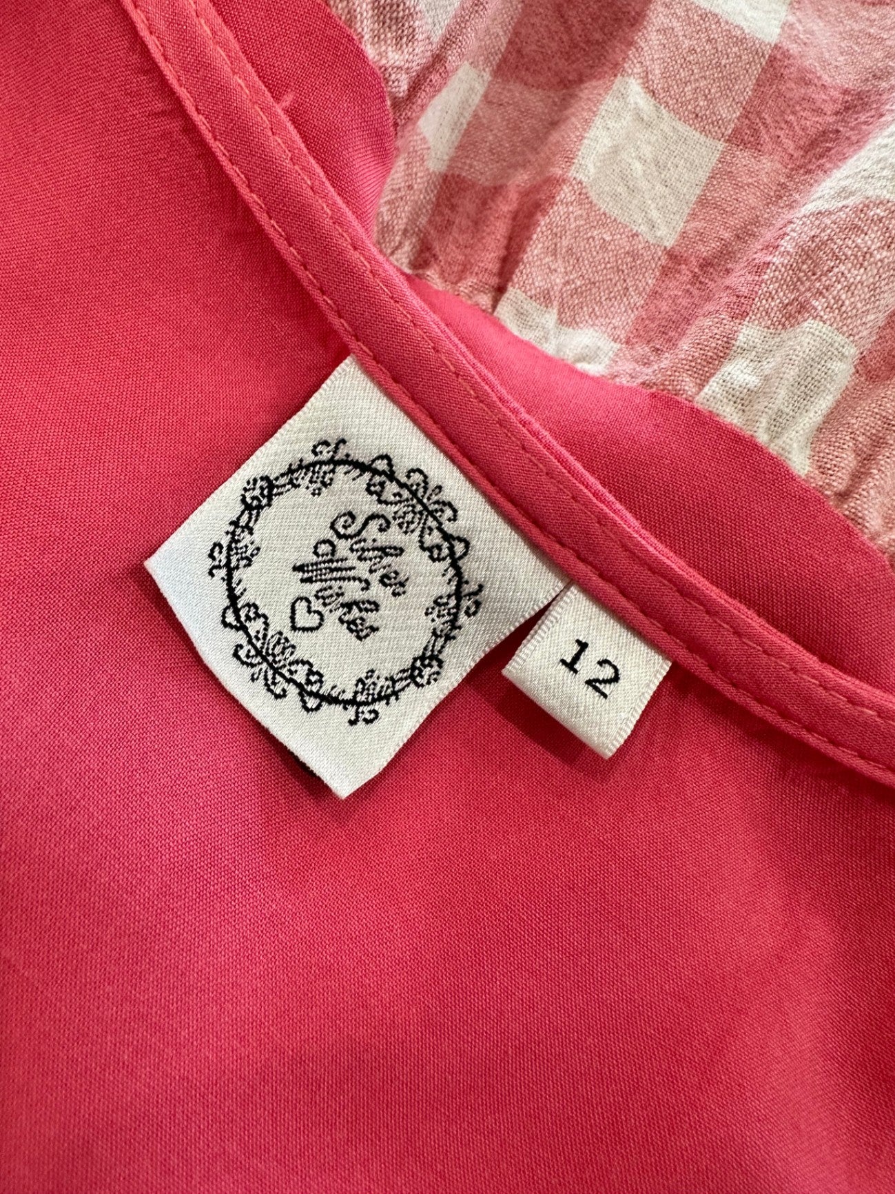 Silver Wishes Dress - Size 12 - Pink + Gingham